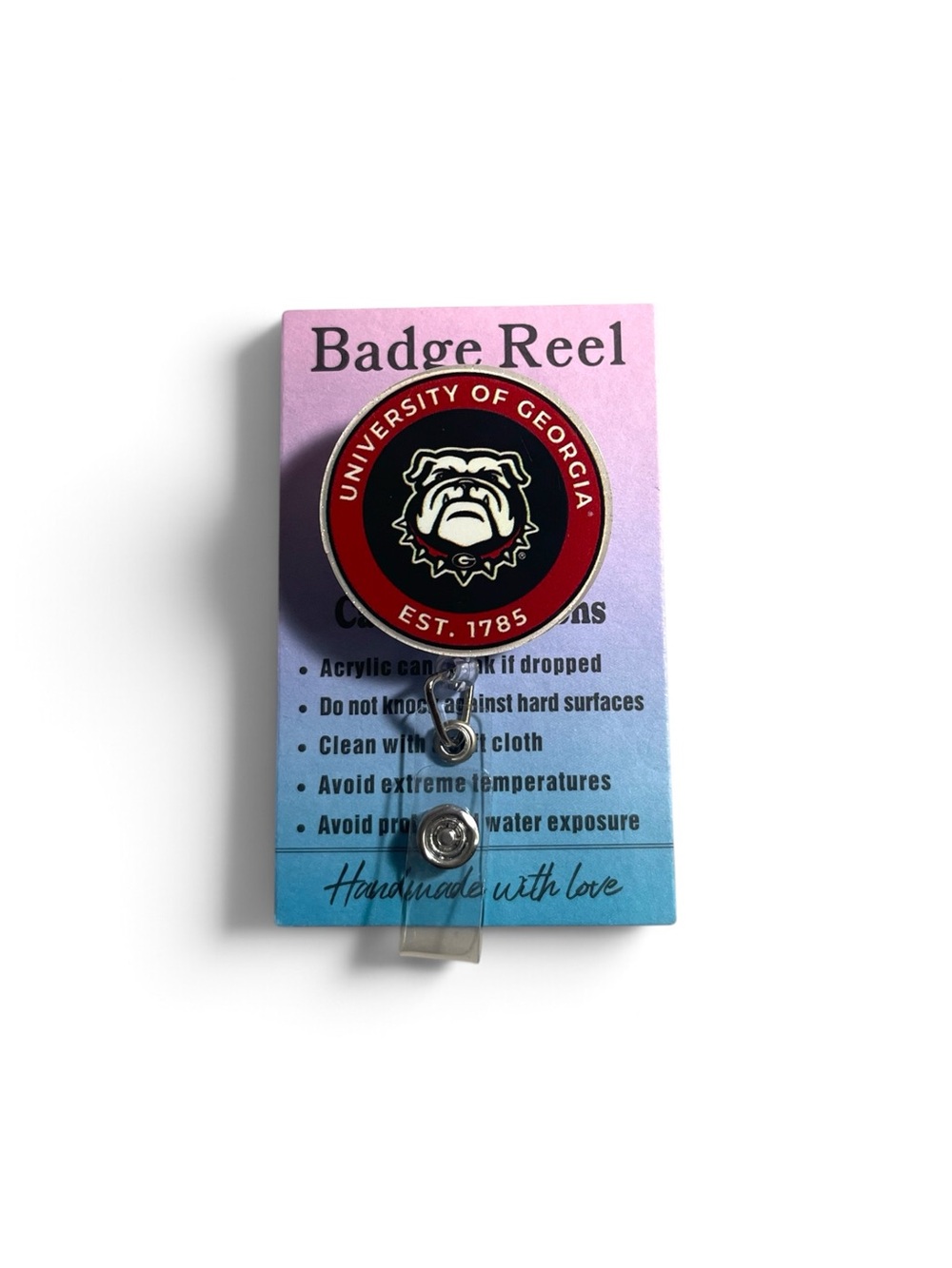 University of Georgia Red Bulldog Badge Reel - Retractable ID Holder